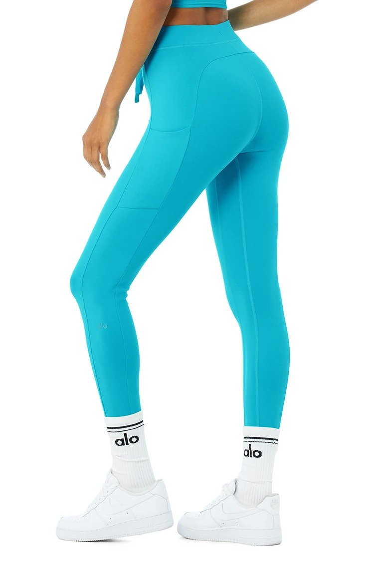 Alo Yoga XS 7/8 High-Waist Checkpoint Legging - Bright Aqua