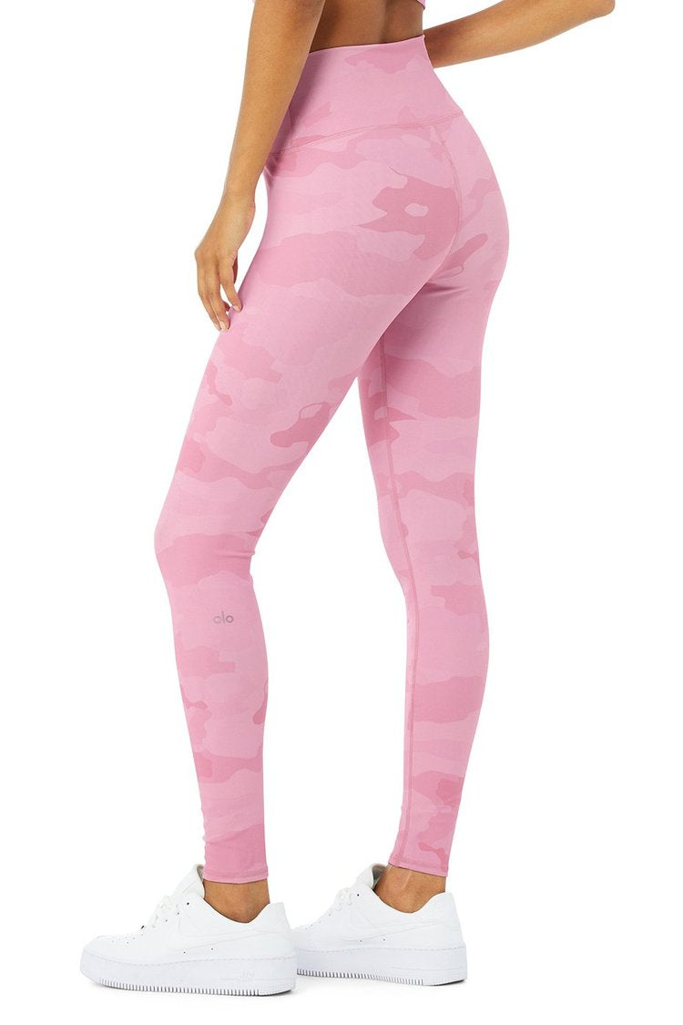 Alo Yoga XXS High-Waist Vapor Legging - Pink Camouflage