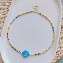 Load image into Gallery viewer, See No Evil Turkish Evil Eye Necklaces Choker by Yoga Republik

