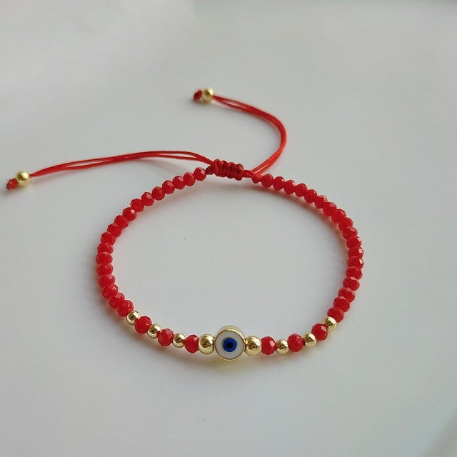 See No Evil Turkish Evil Eye Red Crystal Bead Bracelets by Yoga Republik