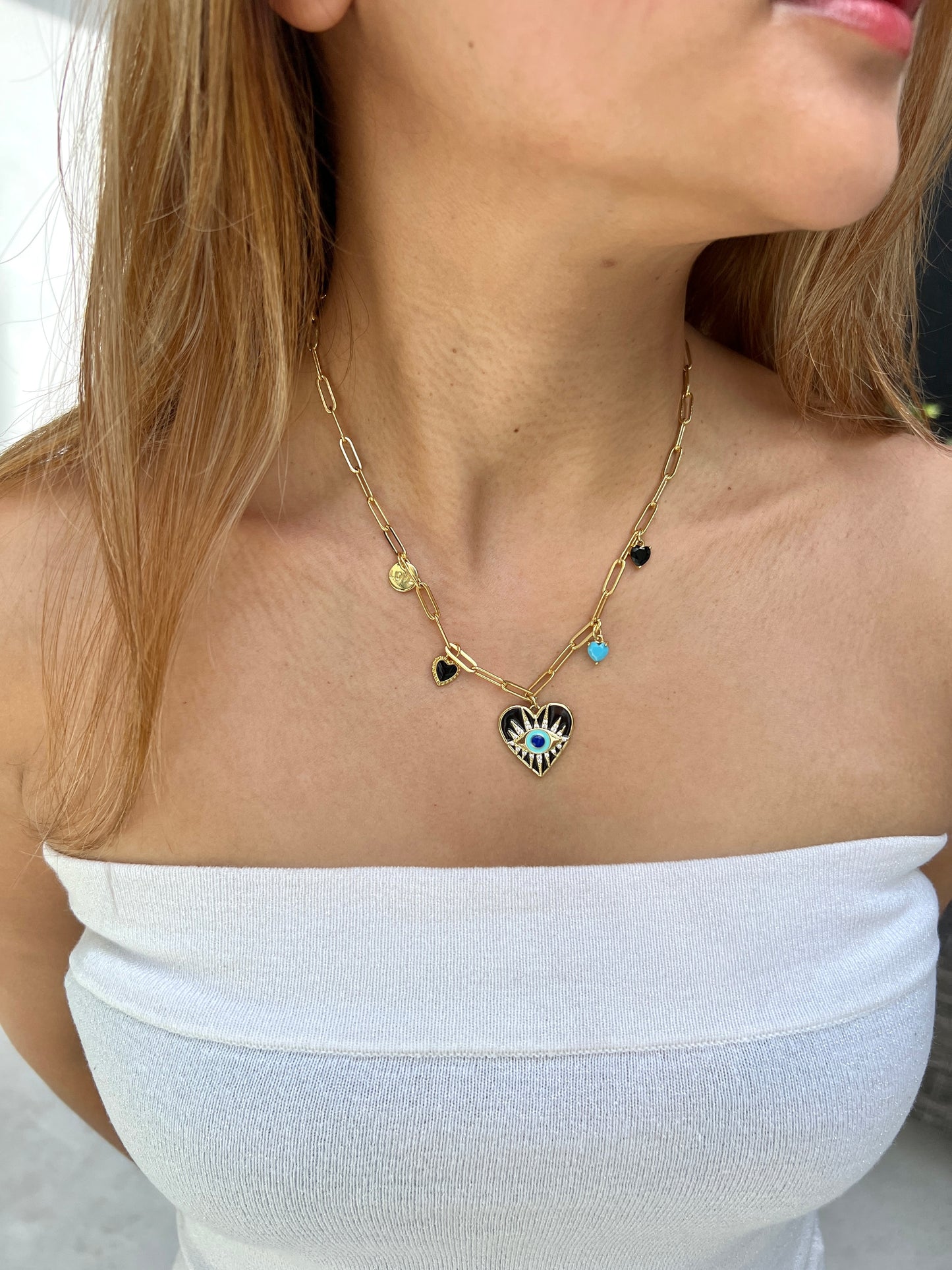See No Evil Turkish Evil Eye Link Chain Necklaces by Yoga Republik