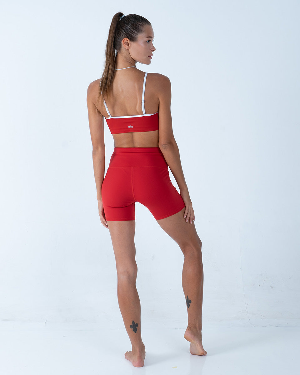 Alo Yoga SMALL 5 Airbrush High Waist Biker Short Classic Red