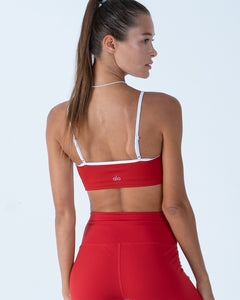 Alo Yoga SMALL Airlift Car Club Bra - Classic Red/White