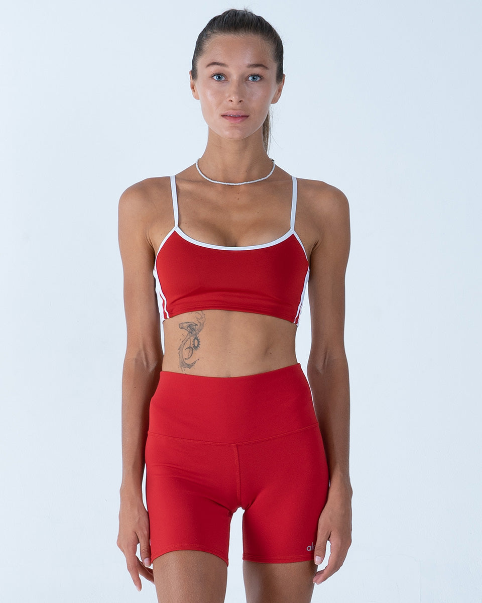 Alo Yoga SMALL 5 Airbrush High Waist Biker Short Classic Red