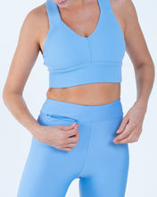 Load image into Gallery viewer, Alo Yoga SMALL Airlift High-Waist Conceal-Zip Capri - Tile Blue
