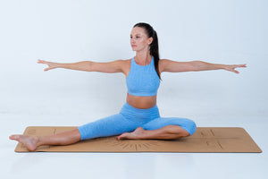 Alo Yoga XS Alosoft Iconic 90'S Bra - Tile Blue/White Heather