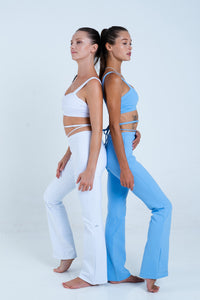 Alo Yoga XXS Airbrush High-Waist Cinch Flare Legging - Tile Blue