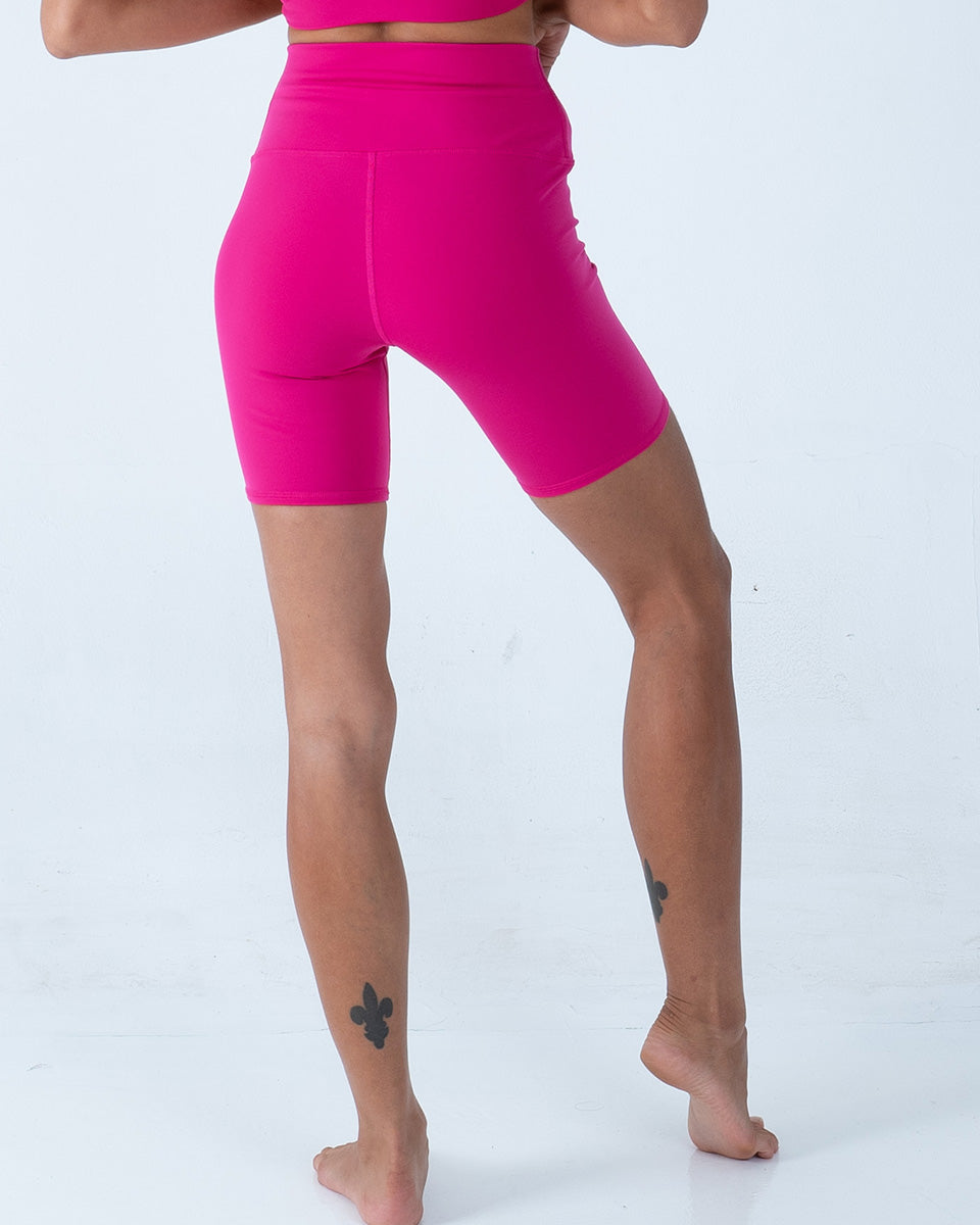 Alo Yoga XS 7'' Celana Pendek Biker Pinggang Tinggi - Magenta Crush
