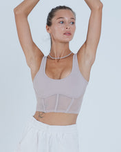 Load image into Gallery viewer, Alo Yoga SMALL Airbrush Mesh Corset Tank - Dusty Pink
