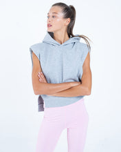 Load image into Gallery viewer, Alo Yoga XS Cropped Headliner Shoulder Pad Sleeveless Coverup - Athletic Heather Grey
