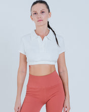 Load image into Gallery viewer, Alo Yoga XS Cropped Prestige Polo - White
