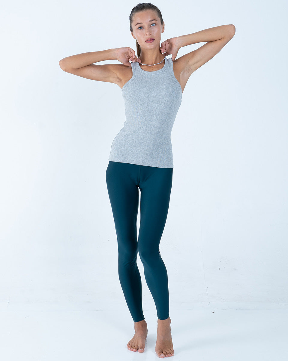 Tangki Panjang Penuh Alo Yoga XS Ribbed Aspire - Athletic Heather Grey