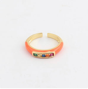 See No Evil Rainbow Cubic Zirconia Enamel Ring by Yoga Republik