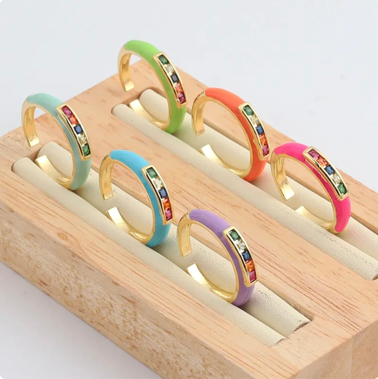 See No Evil Rainbow Cubic Zirconia Enamel Ring by Yoga Republik