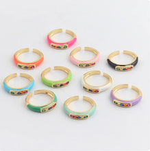 Load image into Gallery viewer, See No Evil Rainbow Cubic Zirconia Enamel Ring by Yoga Republik
