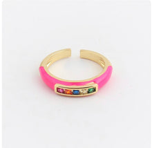 Load image into Gallery viewer, See No Evil Rainbow Cubic Zirconia Enamel Ring by Yoga Republik
