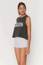 Load image into Gallery viewer, Spiritual Gangster SMALL Sg Varsity Crop Tank - Vintage Black
