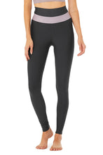 Load image into Gallery viewer, Alo Yoga XXS High-Waist Fitness Legging - Anthracite/Lavender Smoke
