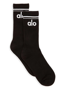 Alo Yoga SMALL Unisex Throwback Sock - Black/White