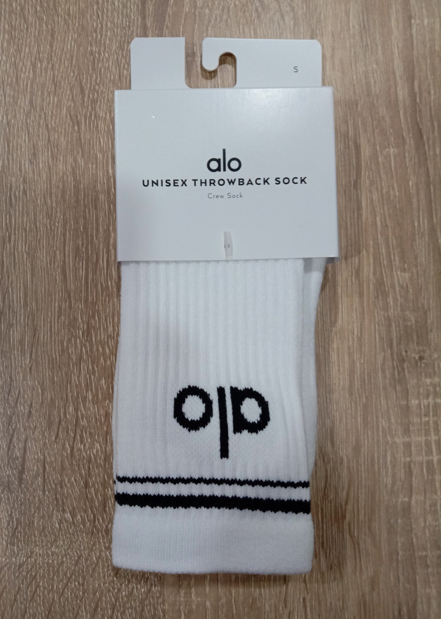 Alo Yoga MEDIUM Unisex Throwback Sock - White/Black
