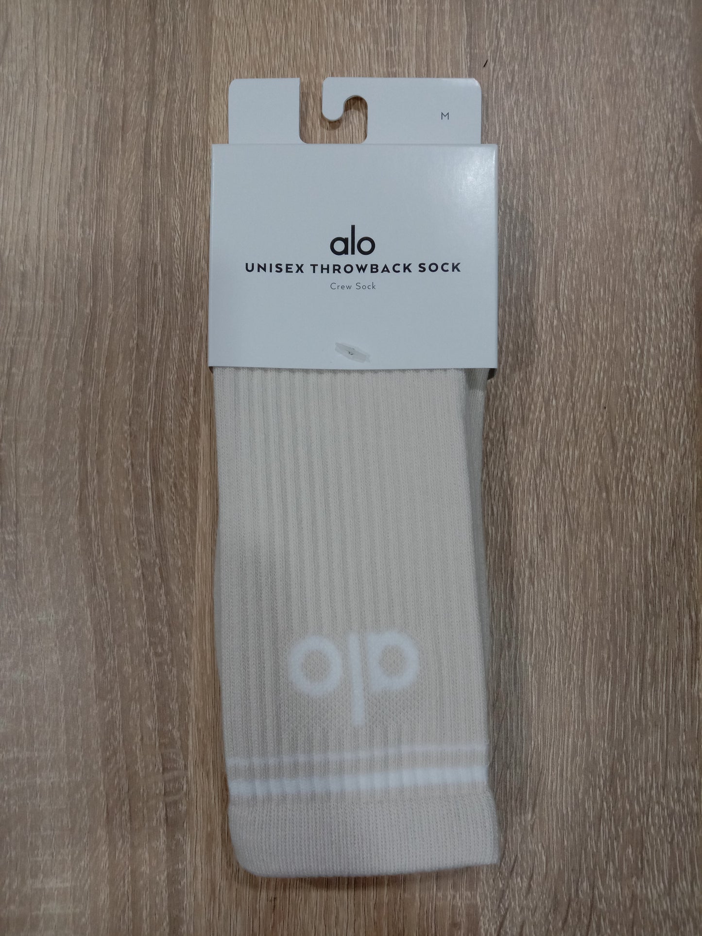 Alo Yoga SMALL Unisex Throwback Sock - Bone/White