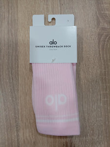 Alo Yoga MEDIUM Unisex Throwback Sock - Powder Pink/White
