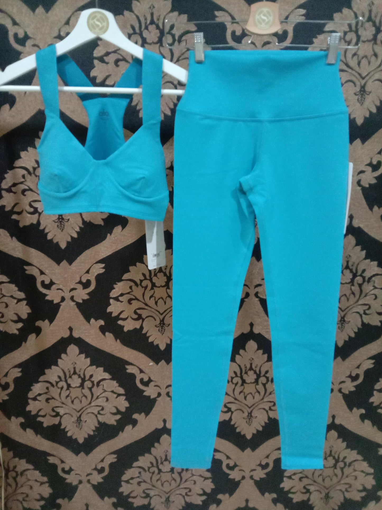 Legging Airbrush Pinggang Tinggi Alo Yoga XS - Percikan Biru 