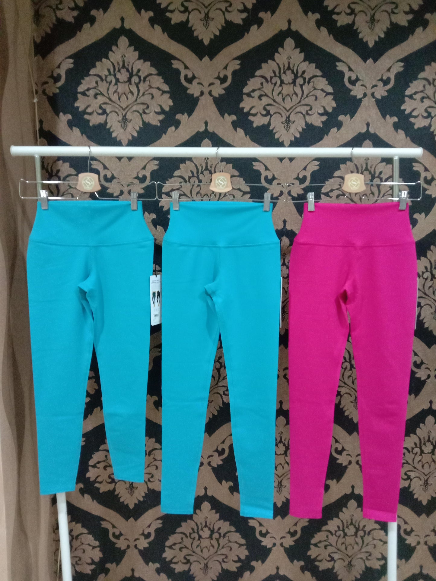 Alo Yoga XS 7/8 Legging Airbrush Pinggang Tinggi - Percikan Biru