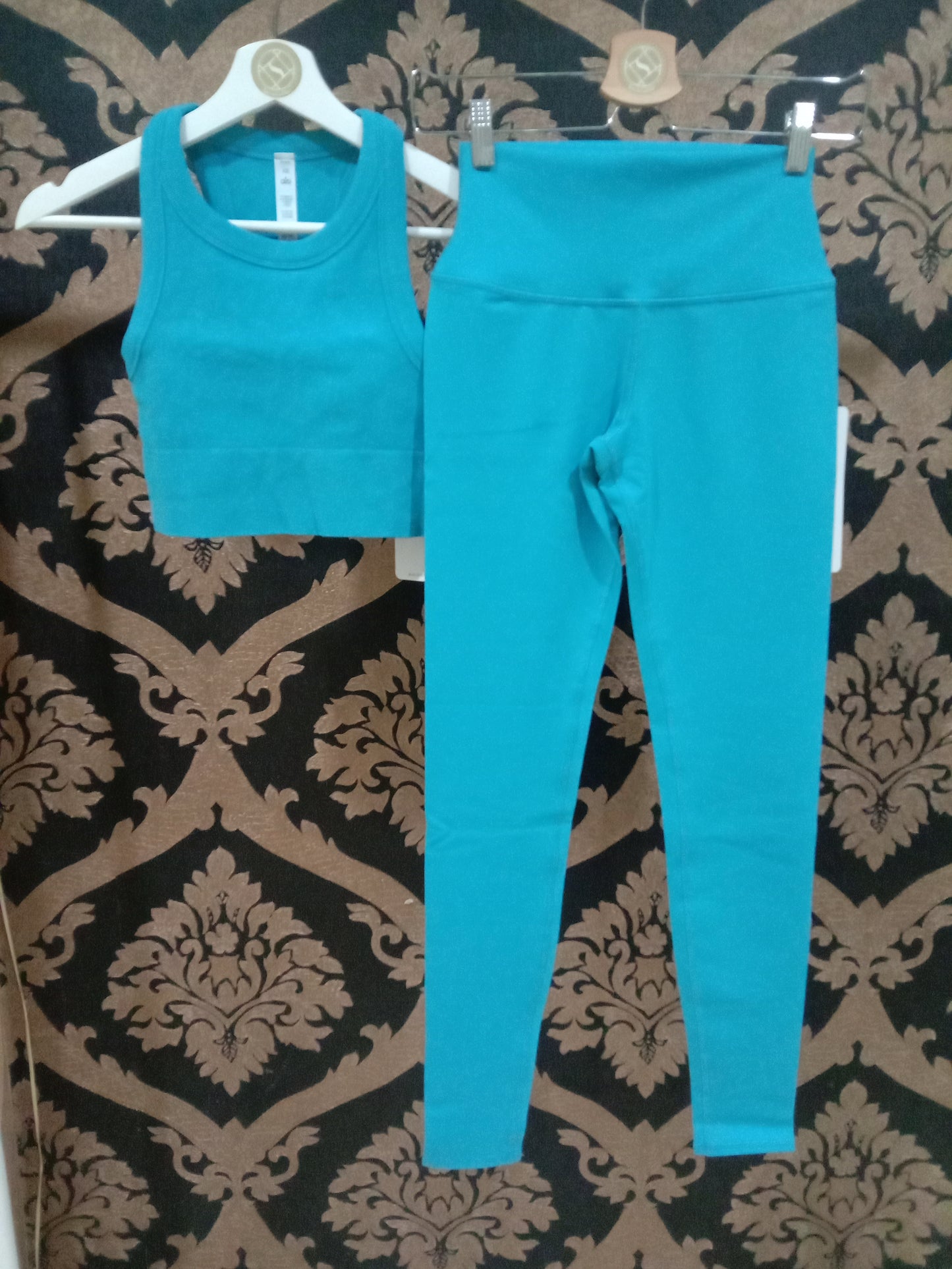 Legging Airbrush Pinggang Tinggi Alo Yoga XS - Percikan Biru 