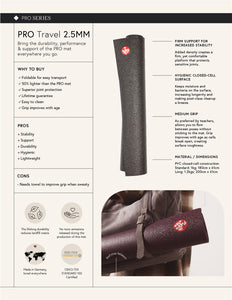 Manduka Pro® Travel 71'' Yoga Mat 2.5mm - Black Sage