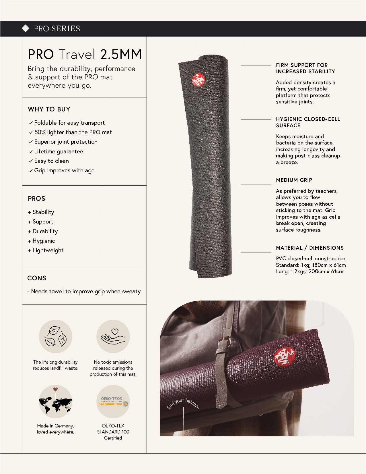 Manduka Pro 71'' Yoga Mat 6mm - Midnight – Soulcielite