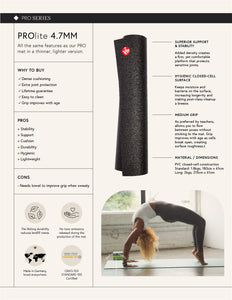 Manduka Prolite 79" Yoga Mat 4.7mm - Black