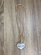 Load image into Gallery viewer, SELENITE Heart Crystal Necklace - Beige Strap
