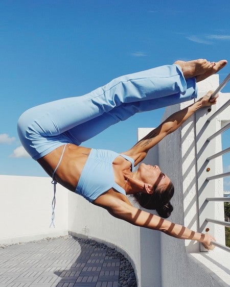 Alo Yoga XS Airbrush Legging Cinch Pinggang Tinggi - Biru Ubin