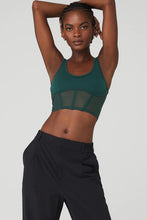 Load image into Gallery viewer, Alo Yoga XS Airbrush Mesh Corset Tank - Midnight Green
