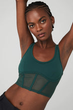 Load image into Gallery viewer, Alo Yoga XS Airbrush Mesh Corset Tank - Midnight Green
