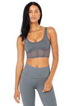 Load image into Gallery viewer, Alo Yoga SMALL Airbrush Mesh Corset Tank - Steel Blue
