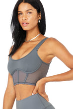 Load image into Gallery viewer, Alo Yoga SMALL Airbrush Mesh Corset Tank - Steel Blue
