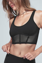 Load image into Gallery viewer, Alo Yoga SMALL Airbrush Mesh Corset Tank - Black
