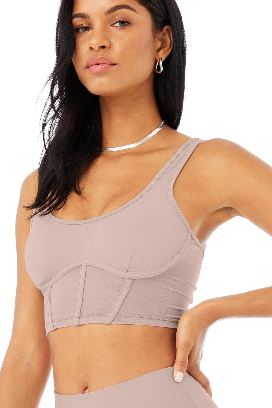 Airbrush Mesh Corset Tank Top in Espresso by Alo Yoga - Work Well Daily