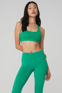 Alo Yoga Women's Ribbed Manifest Bra, Green Emerald, Medium : :  Fashion