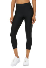 Load image into Gallery viewer, Alo Yoga SMALL Airlift High-Waist Conceal-Zip Capri - Black
