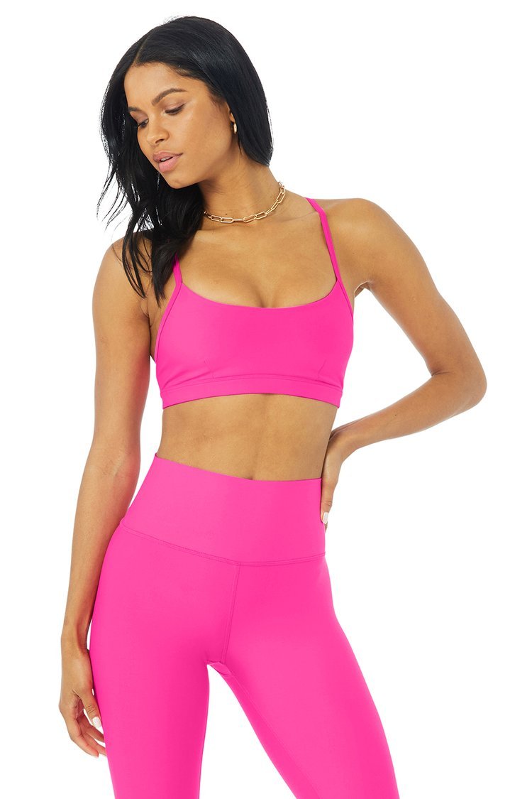 Alo Yoga Icon Ribbed Henley Bra Size XS Pink
