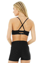 Load image into Gallery viewer, Alo Yoga SMALL Airlift Intrigue Polka Dot Bra - Black/Black Shine

