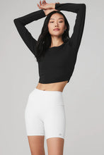 Load image into Gallery viewer, Alo Yoga SMALL Alosoft Crop Finesse Long Sleeve - Black
