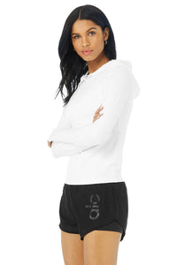 Alo Yoga XS Alosoft Hooded Runner Long Sleeve - White