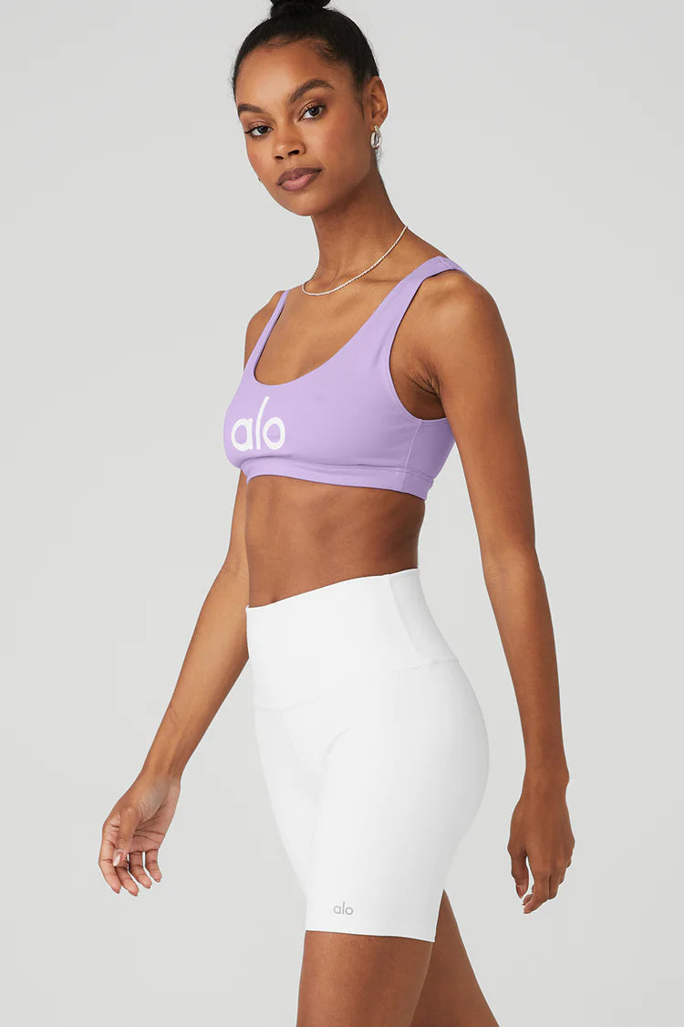 Alo Yoga - Ambient Logo Bra - Neon Apricot/White