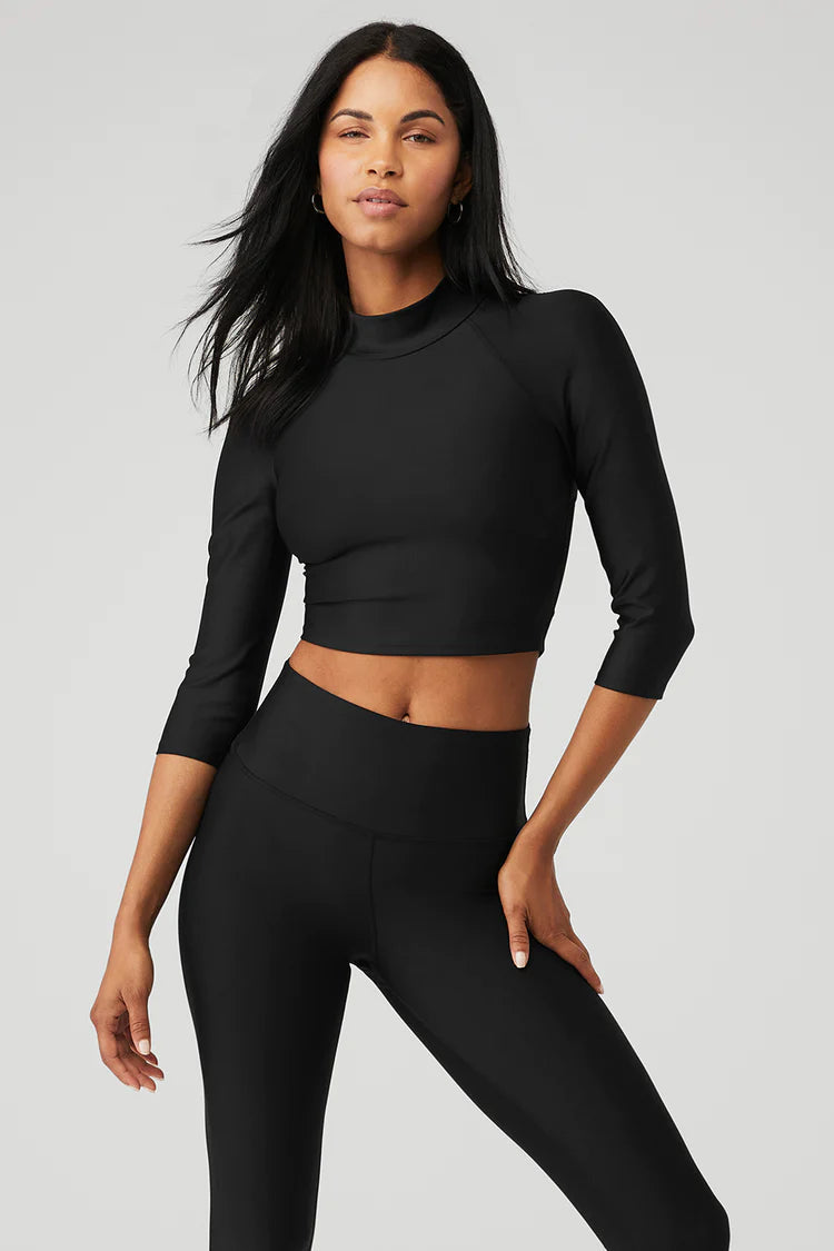 Alo Yoga SMALL Archer Fitted Long Sleeve - Black