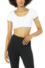 Load image into Gallery viewer, Alo Yoga XS Blissful Henley Top Bra - White
