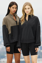 Load image into Gallery viewer, Alo Yoga SMALL City Girl Track Pullover - Olive Branch/Black
